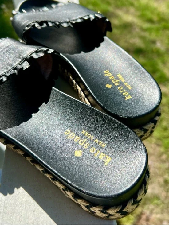 Kate Spade New York Zahara Black Leather Braided Sandals - Women’s 7.5 - Picture 3 of 5